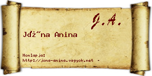 Jóna Anina névjegykártya